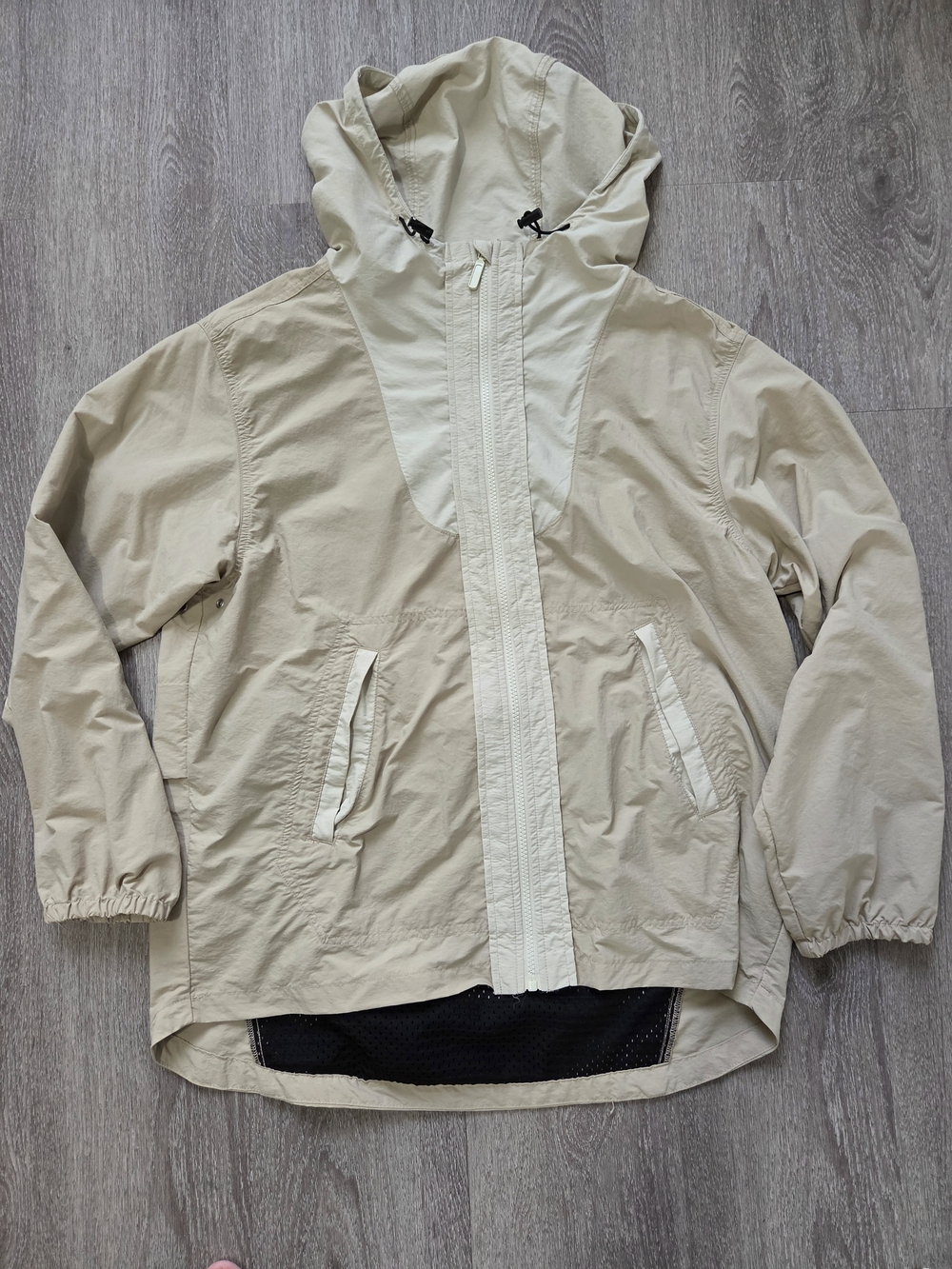 FieldCore by Workman Beige Nylon Water Repellent Hooded Windbreaker Jacket LL
